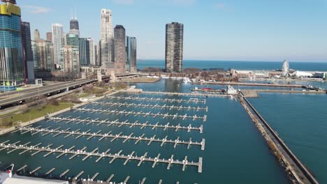 downtown chicago waterfront aerial view