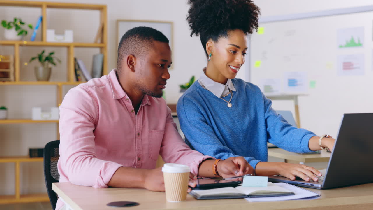 Laptop, teamwork and business man