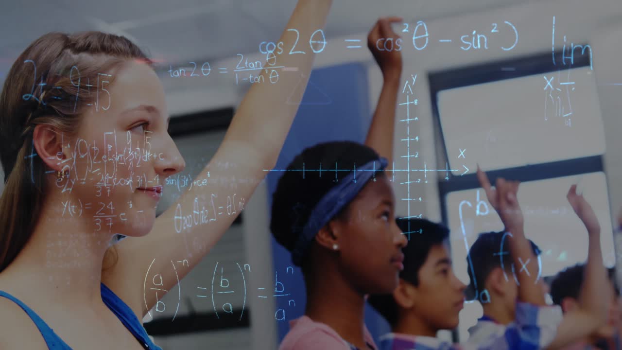 학생들의 학습에 대한 수학 방정식의 애니메이션