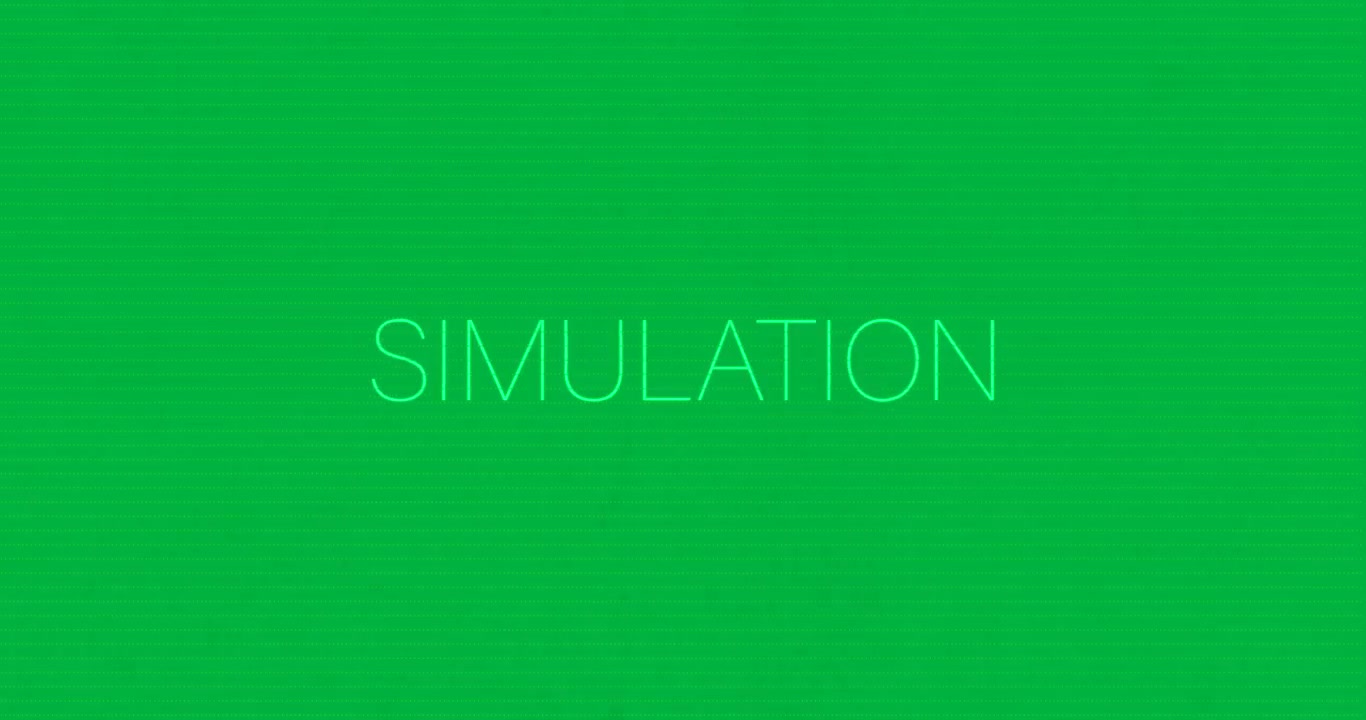 Animation of simulation text on transparent background