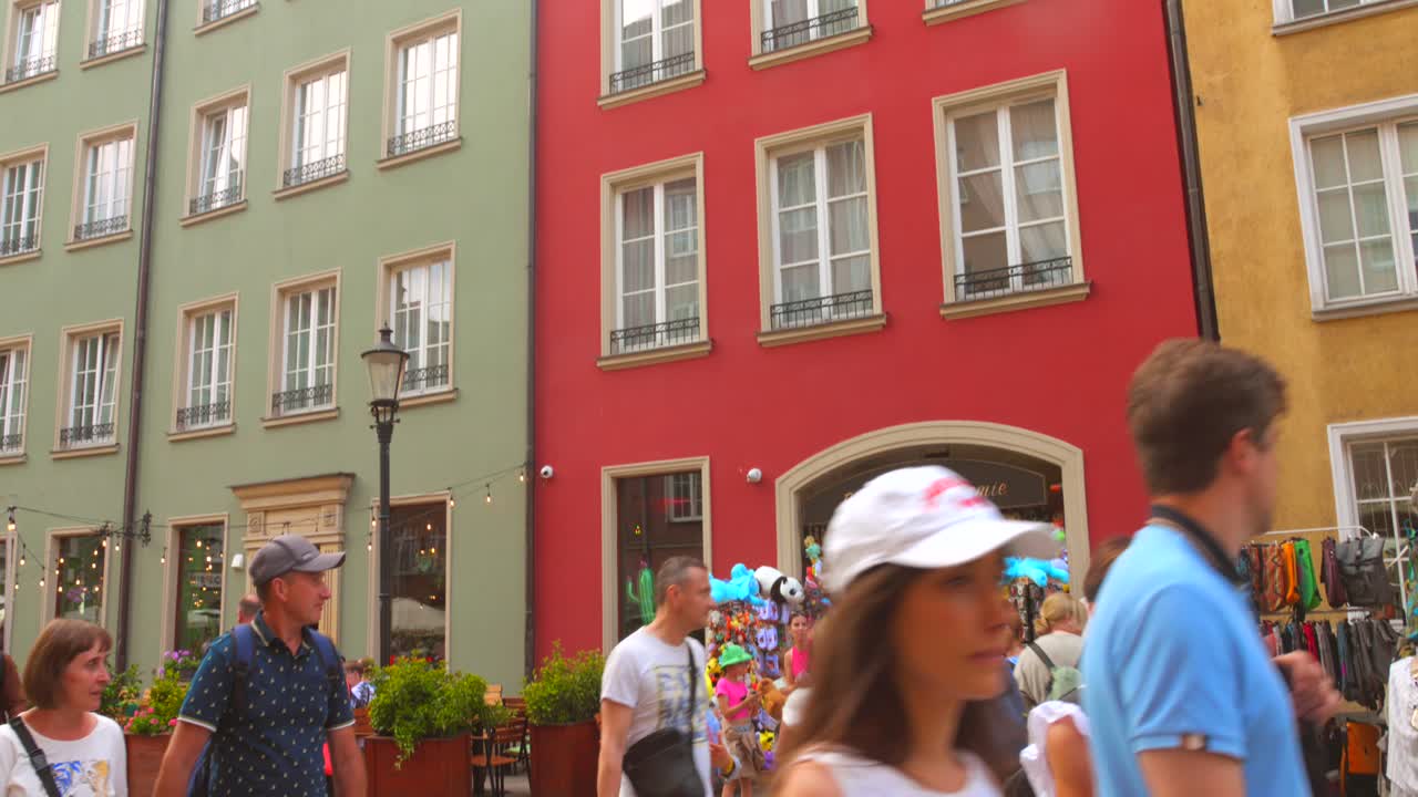 Colorful buildings in Gdansk old town with vibrant facades and traditional architecture