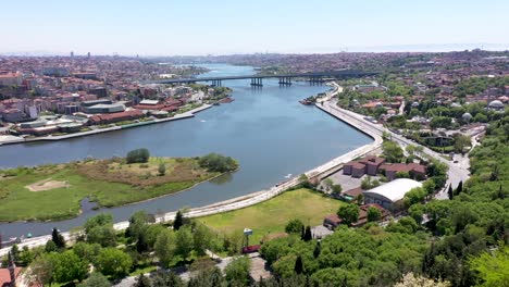 drone footage on golden horn, istanbul,oe01