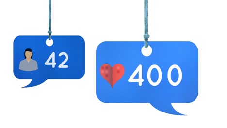 y iconos de corazón en un icono de burbuja de mensaje de perfil 4k