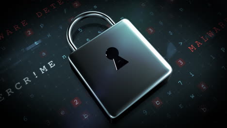 futuristic padlock against digitally generated background