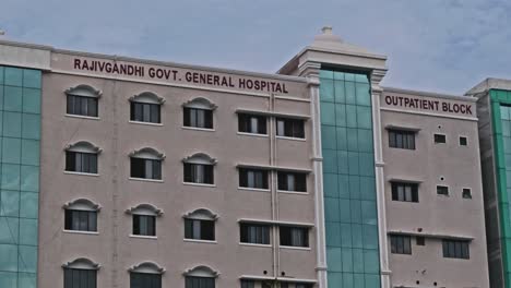 rajiv gandhi general hospital outpatient block at park town flyover road, chennai, tamil nadu, india. day time, stable shot, 4k