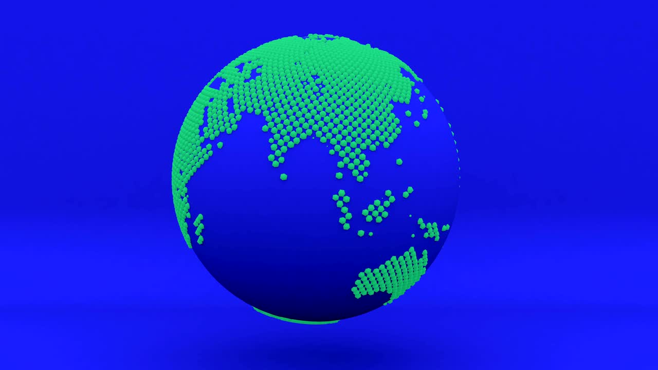 globo terrestre azul y verde en rotación