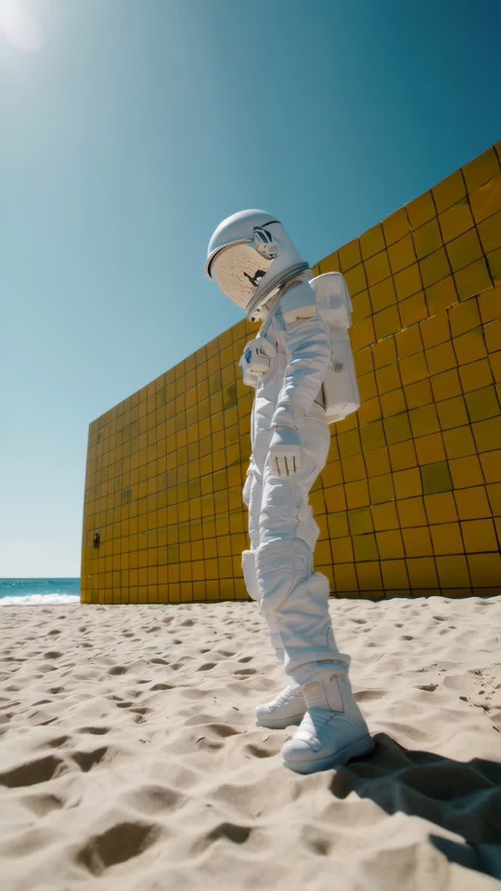 Astronaut in White Suit with Desert Reflection on Visor