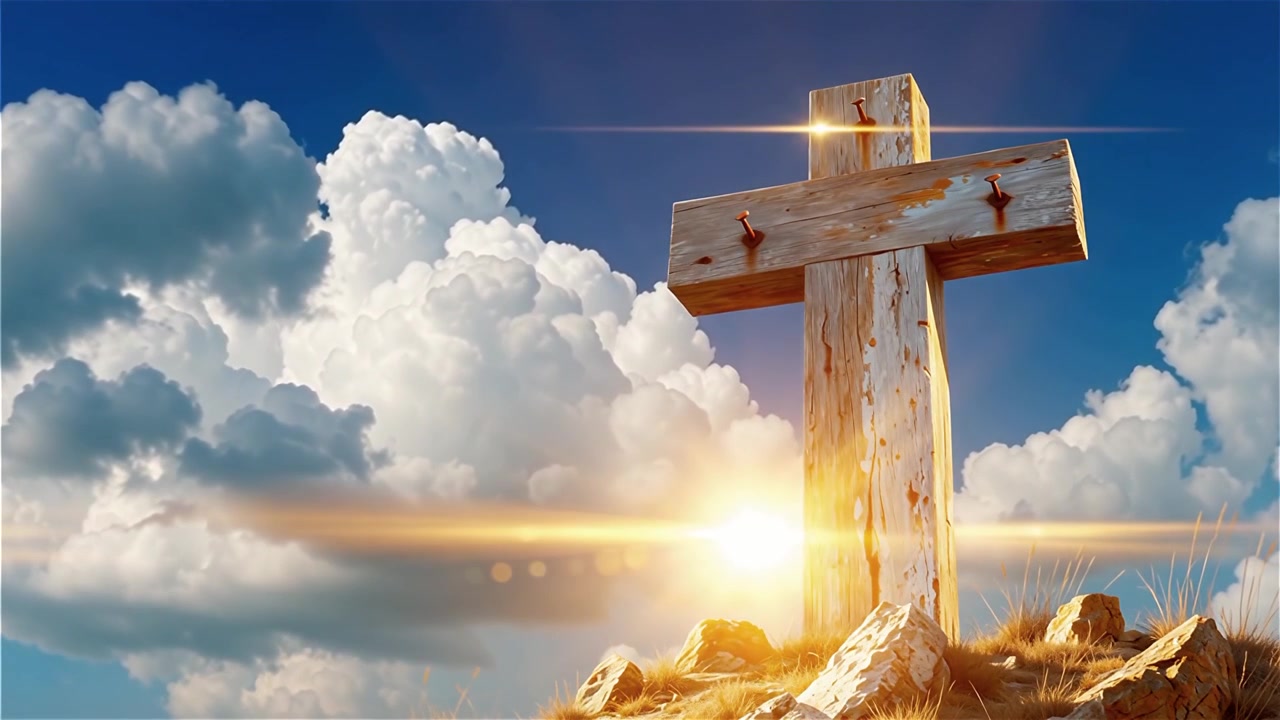 Christian Cross Heavenly Light Worship Background