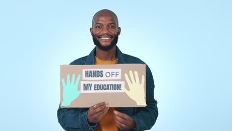 Education,-student-and-poster-with-face-of-black