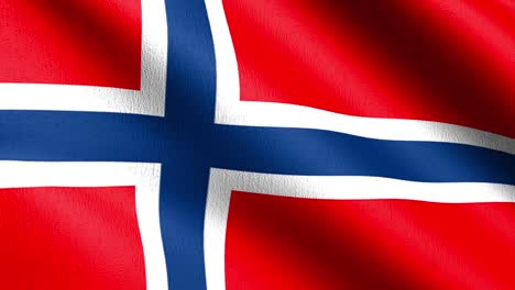 bucle sin costura 4k vdo. bandera nacional de noruega soplando en el viento aislado. diseño abstracto patriótico oficial. ilustración de renderización 3d del símbolo de señal ondulante.