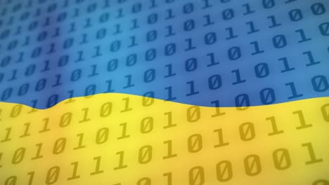 Animation-of-binary-code-over-flag-of-ukraine