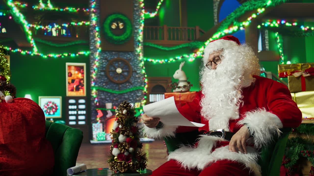 산타클로스가 크리스마스 편지를 읽는 것