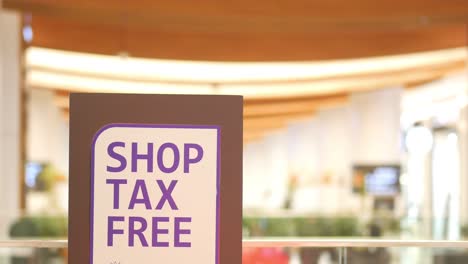 shop tax free sign in a commercial building