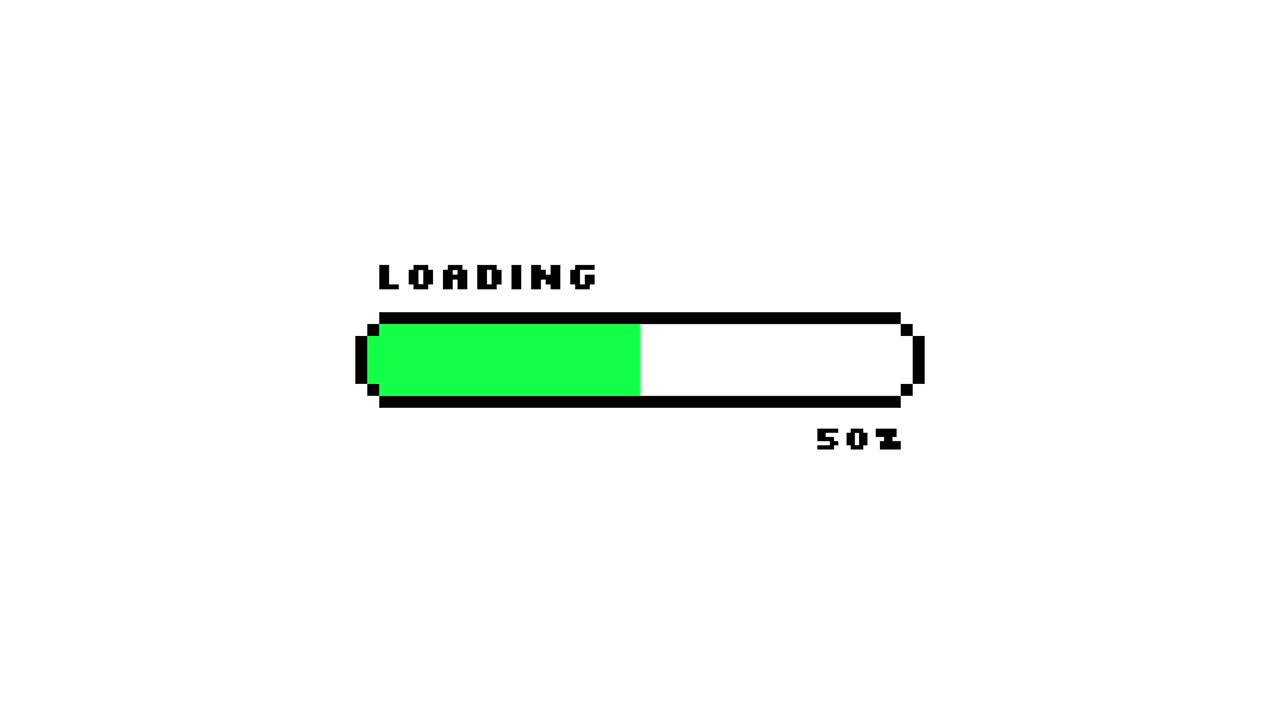 Pixel Art Loading Bar Animation with Percentage Progress