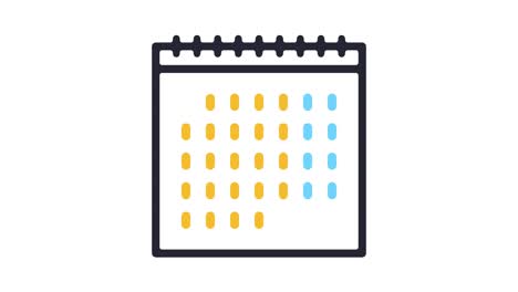 animación del icono de la línea del calendario de la pared con alfa