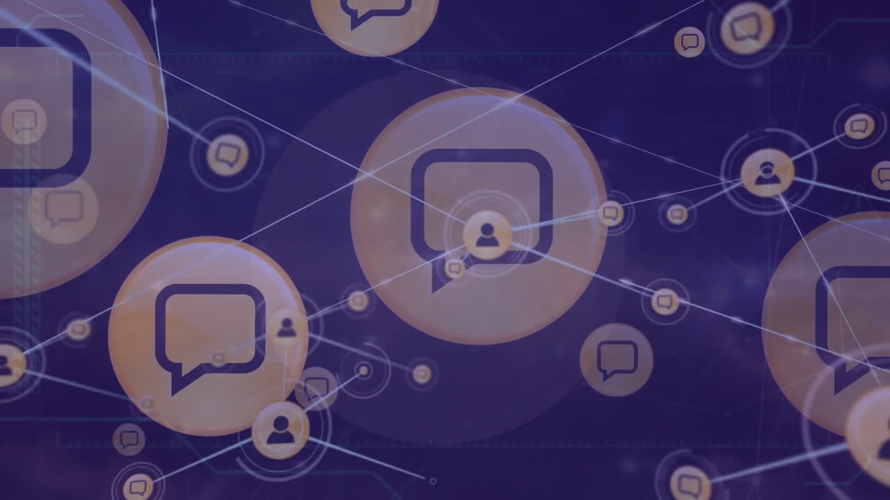 전 세계에 있는 아이콘과 연결된 네트워크의 애니메이션