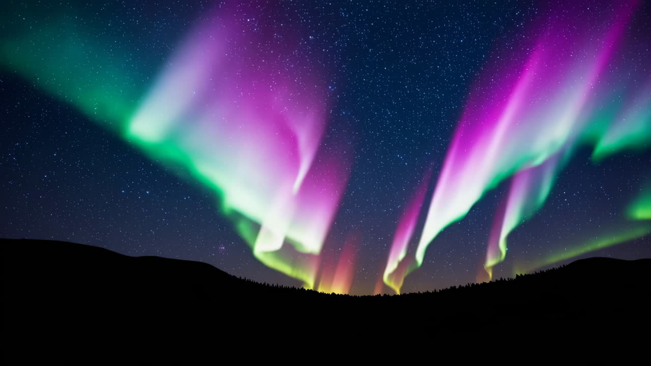 Stunning Aurora Borealis over Mountain Range