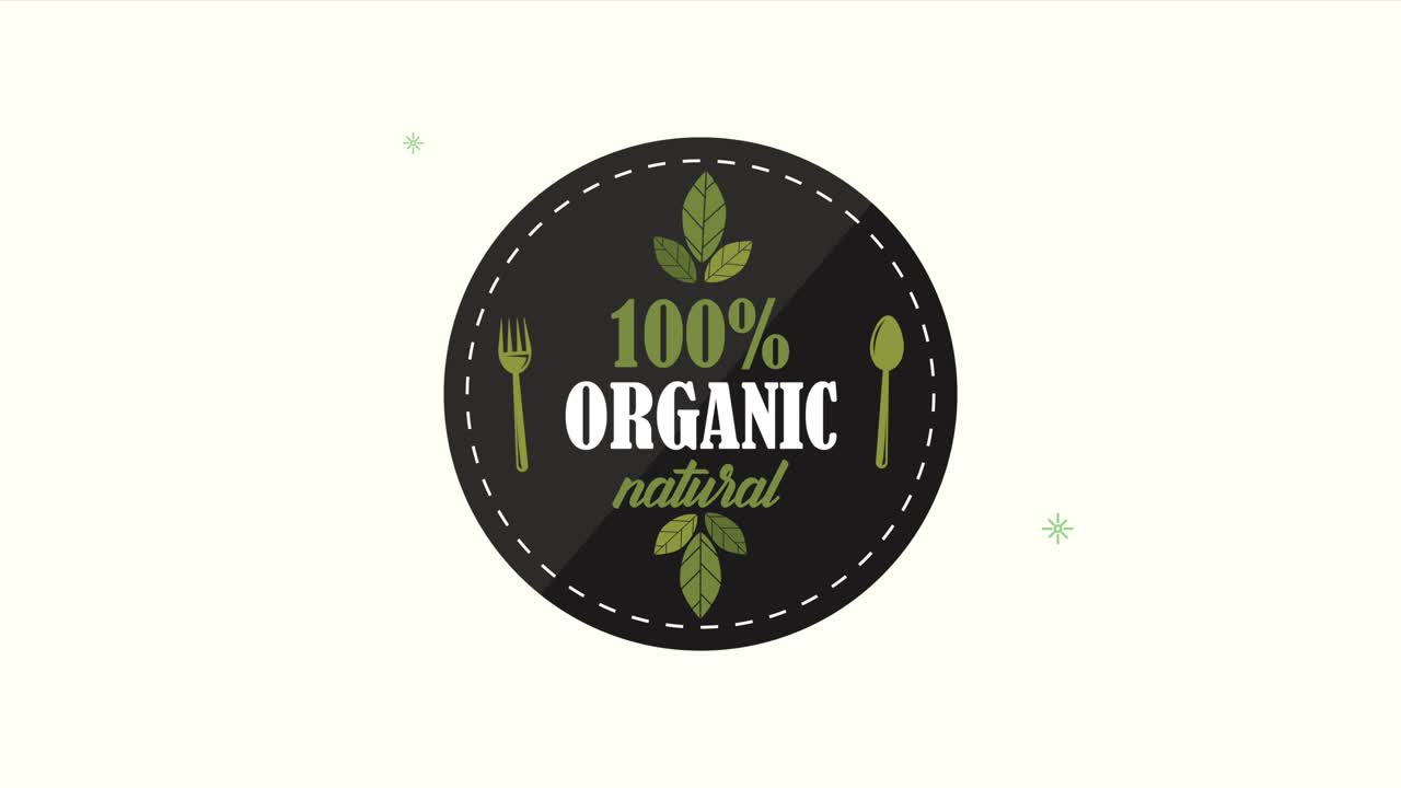 100 percent organic emblem circular stamp