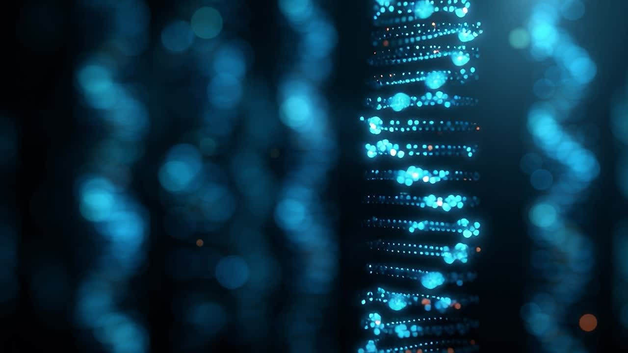 Exploration of genetic structures in vibrant blue lighting