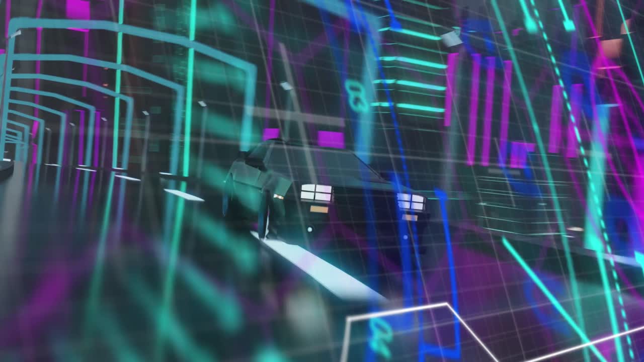 animación de la interfaz digital sobre la conducción del automóvil