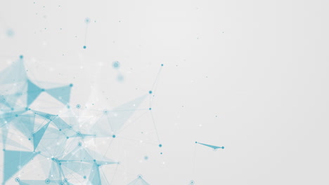 abstract animation of blue triangles, dots and connected lines on a white looped background.