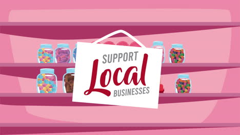 apoyar a las empresas locales en la tienda de dulces