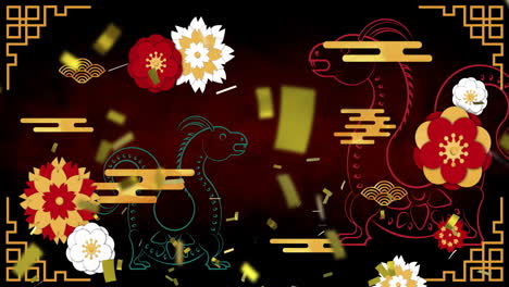 animation of dragons and chinese pattern