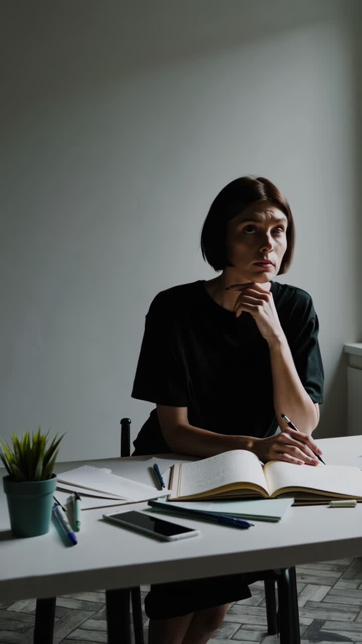 mujer estudiando en un escritorio