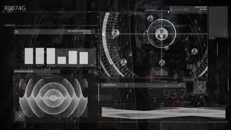 Animation-Von-Diagrammen-Und-Datenverarbeitung-über-Mediensymbole-Und-Stadtlandschaft