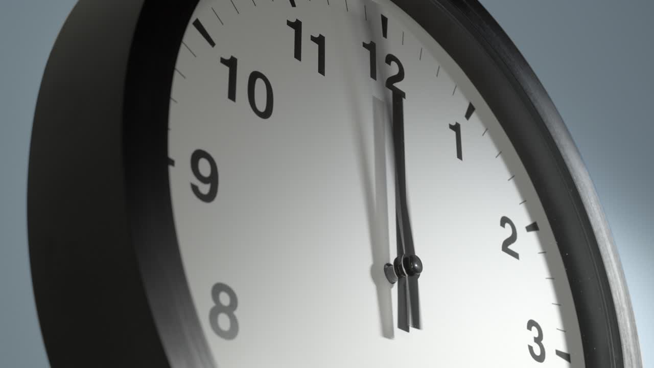 Clock Face on Light Blue Wall in Time Lapse