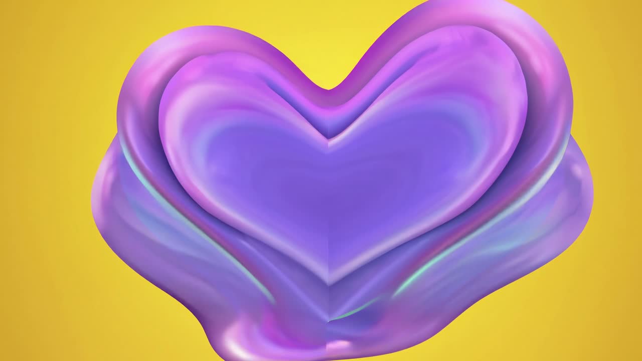Abstract heart shape with vibrant purple and yellow colors. Heart design in a dynamic, colorful