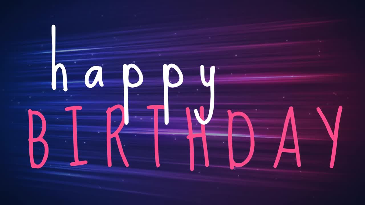 su animación de cumpleaños con telón de fondo colorido