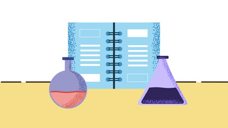 science textbook and labware illustration