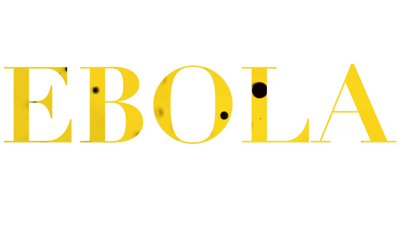 texto de ébola con burbujas negras espeluznantes dentro de las letras