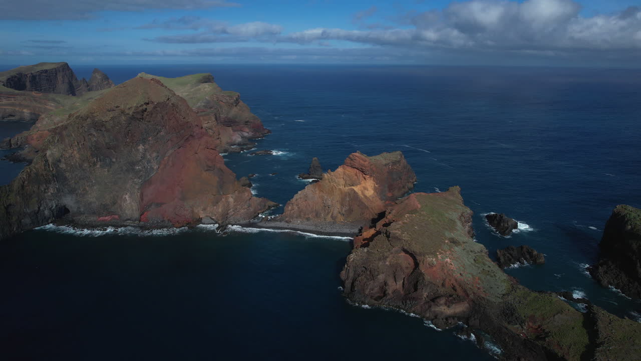Punta de San Lorenzo aerial drone shots (madeira). Point of Saint Lawrence in Portugal. seascape footage