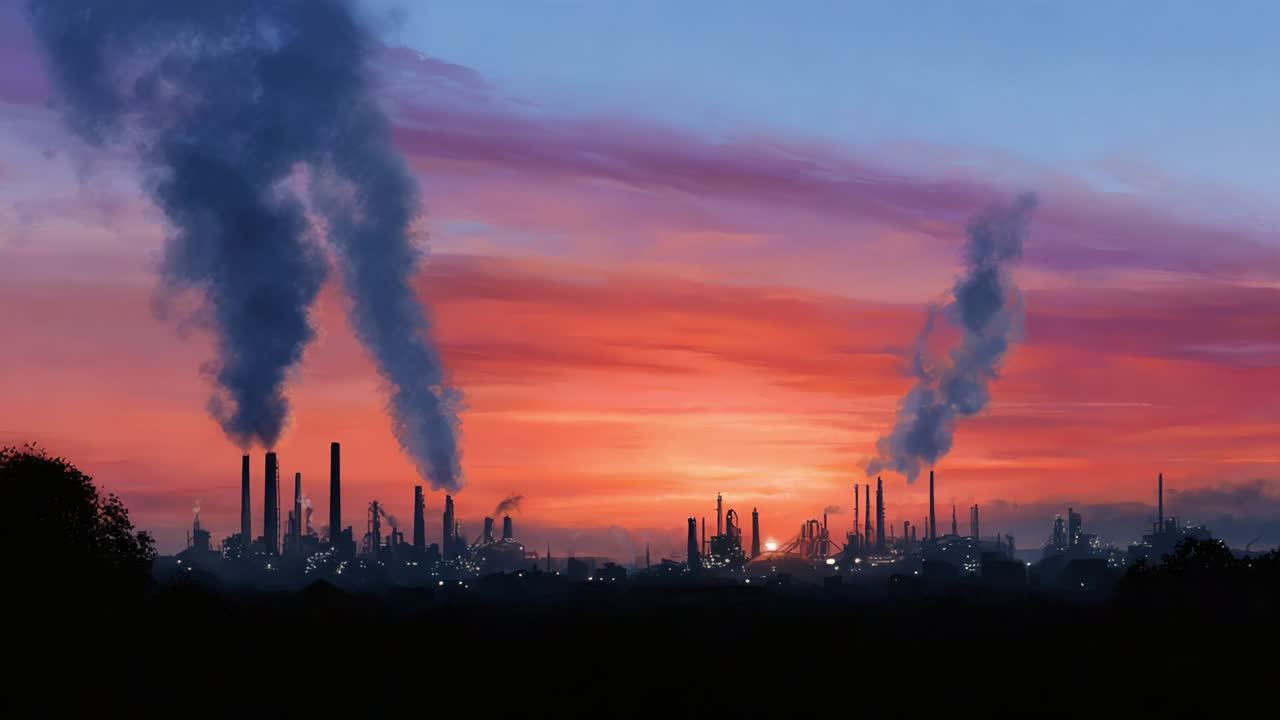 Industrial Landscape at Sunset