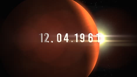 04.12.1961 con planeta rojo y destello de estrella en galaxia