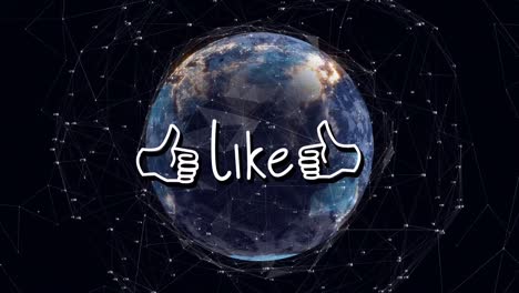 animation of like text over globe