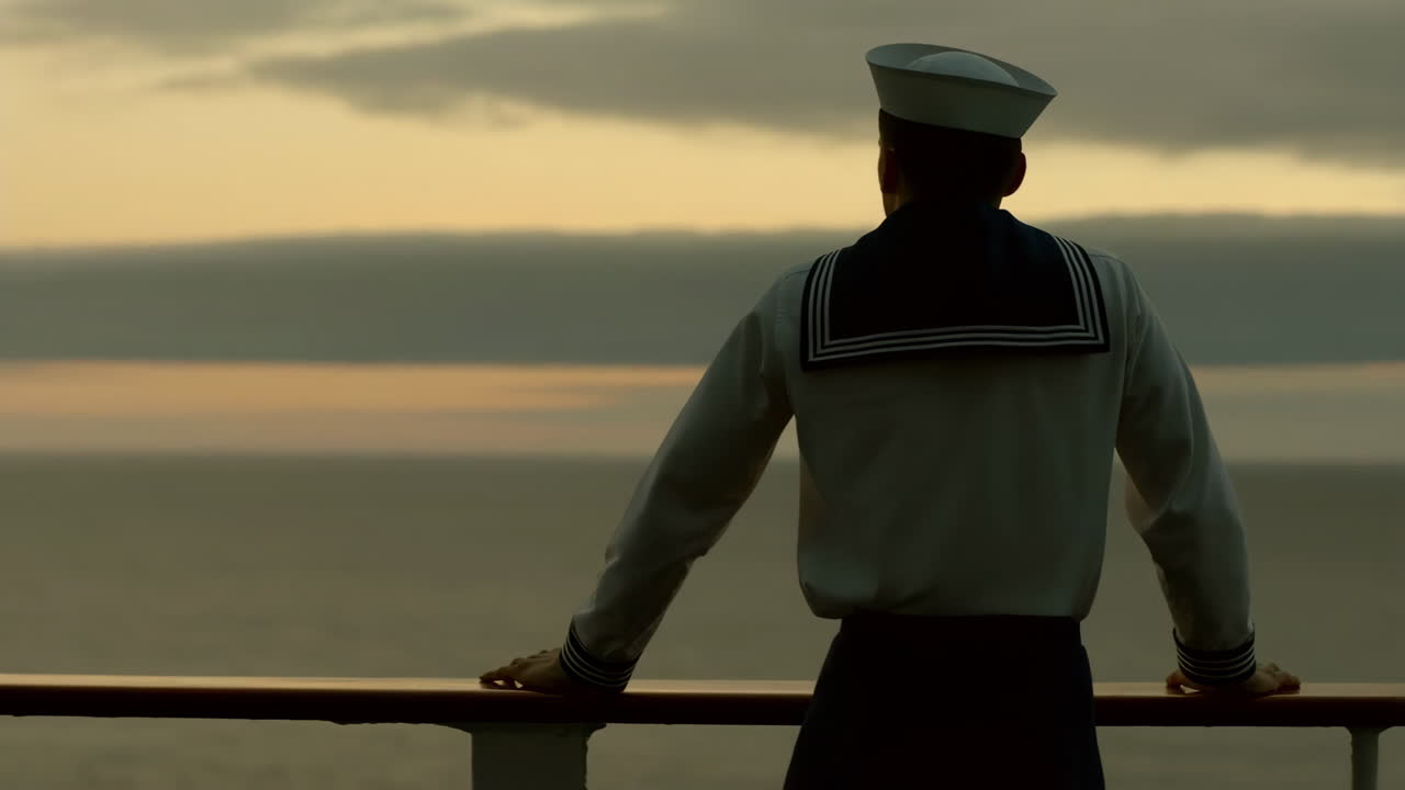 Sailor Gazing at the Ocean at Sunset