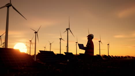 ingeniero de energía renovable al atardecer