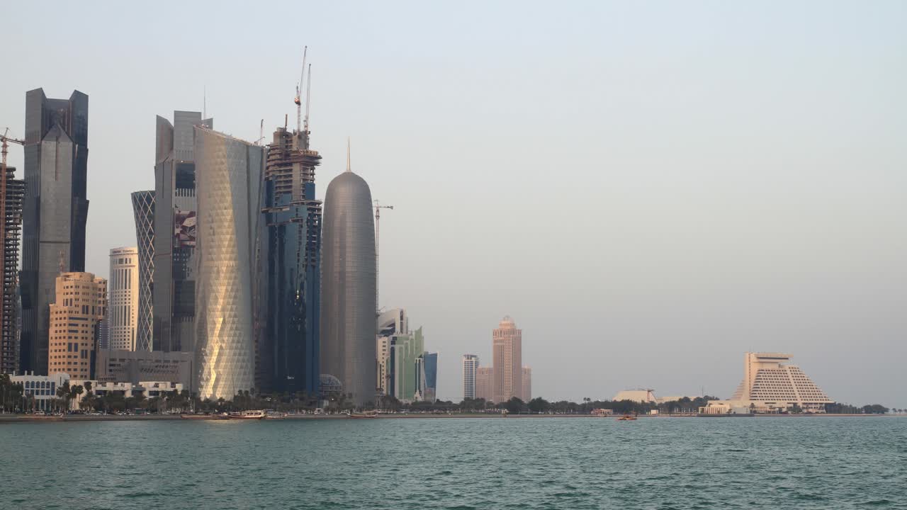 A 4k timelapse of the Doha skyline from the corniche walk