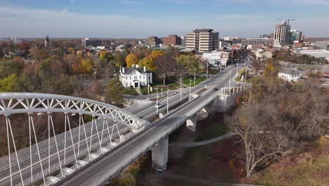 drone reveal of burgoyne bridge and downtown st