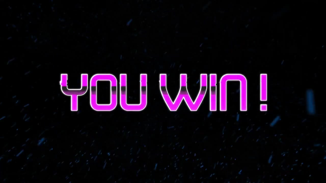 Animation of flickering words You Win! written in pink letters