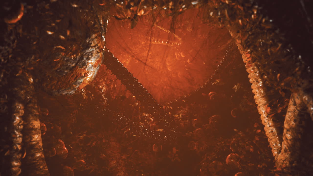 Exploring a surreal underground cavern filled with vibrant glowing formations