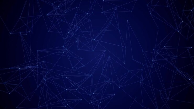 Abstract Digital Network Connection with Moving Blue Lines and Dots