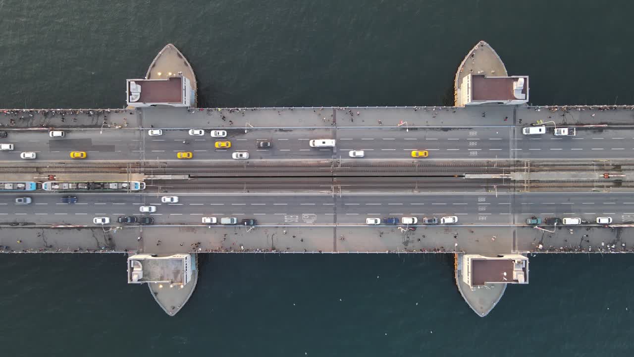el puente de galata video aéreo de estambul, turquía