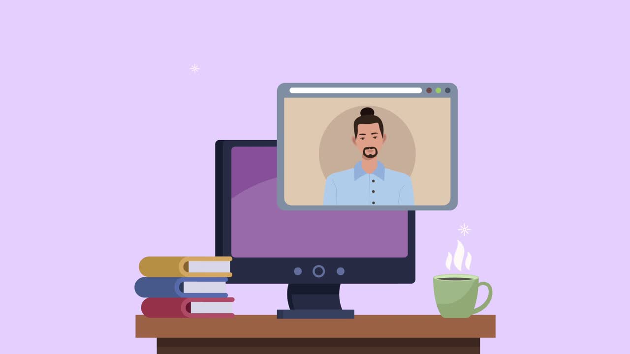 young businessman in webpage and desktop