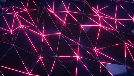 abstract motion background. low-poly dark waving surface with glowing red light. seamless loop 3d render