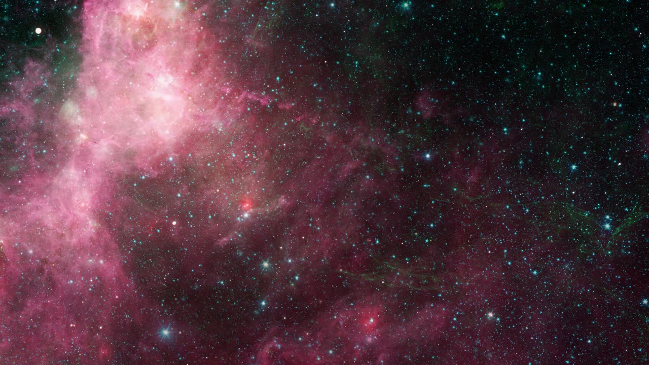 Seamless looping Space flight into a star field in the birth and death star zone. 4K 3D Fly through space galaxy in universe. Abstract Sci-fi Video with Space, Galaxies, Nebulae and Star endless loop.