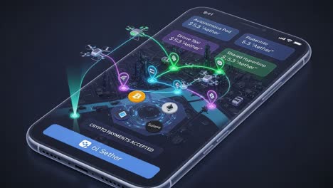 exploring the future of digital transactions: a mobile interface showcasing innovative crypto payment solutions with advanced technology features